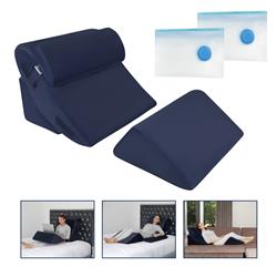 Picture of Luxe Casa B09H1JVFB1 Luxe Casa 4 Pcs  Orthopedic Bed Wedge Pillow Set Blue  Post Surgery&#44; Relaxing&#44; Back & Adjustable Head Support Cushion