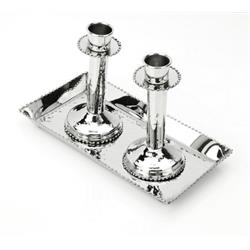 Picture of Classic Touch MDCT99 Tray with Two Candle Sticks - Beaded Design