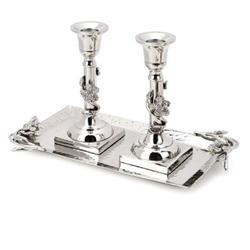 Tray with Two Candlesticks - Jeweled Flower