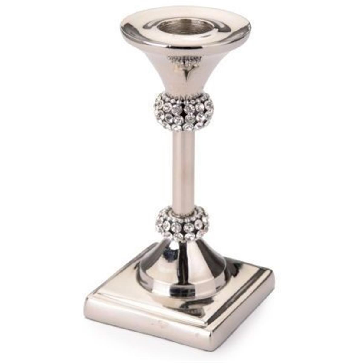 Picture of Classic Touch SDC160S 5.5 in. Nickel Plated Diamond Candlestick&#44; Set of 2