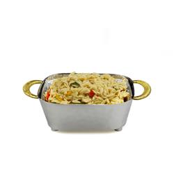 Picture of Classic Touch MCH80T 2 x 5 x 8 in. Nickel Foil Pan Holder with Gold Spaghetti Look Handles