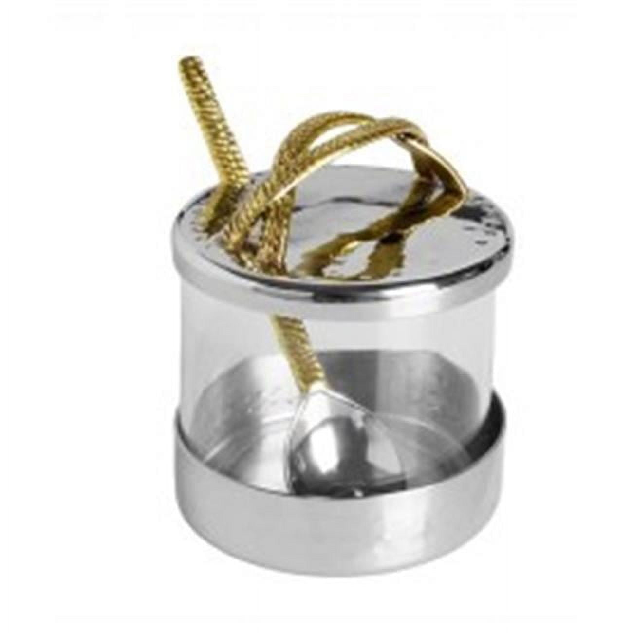 Picture of Classic Touch JSP30 4 x 3 in. Glass Honey Jar with Stainless Steel Base&#44; Lid Spoon & Spaghetti Gold Handles