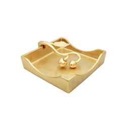 Picture of Classic Touch LNH1008 Gold Square Napkin Holder with Leaf Shaped Tongue