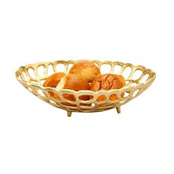 Picture of Classic Touch GBB1012 Oval Gold Looped Bread Basket