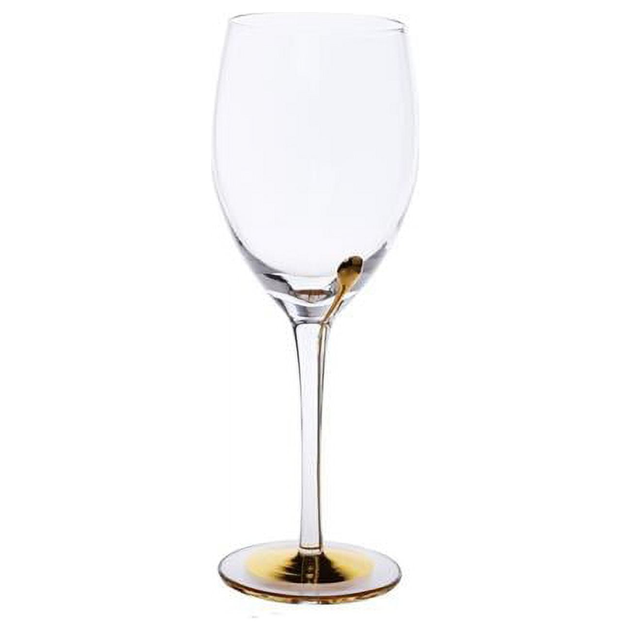 Picture of Classic Touch WIG1047 Textured Wine Glasses with Gold Stem & Rim, Set of 6