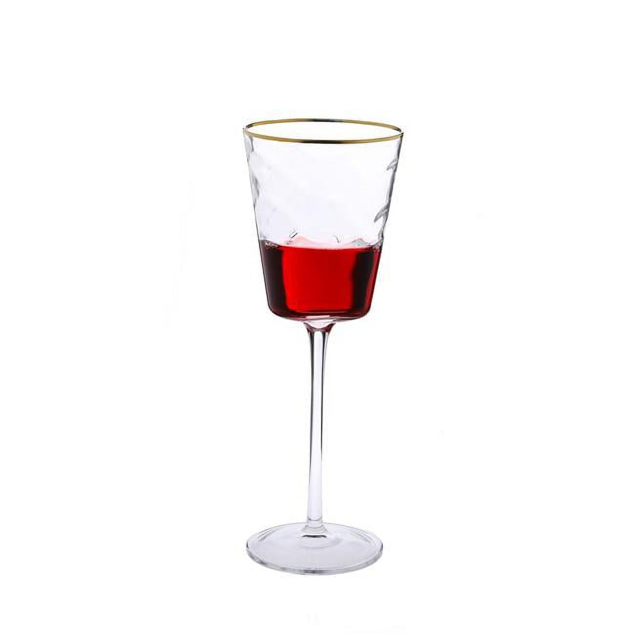 Picture of Classic Touch WIG1050 Line Textured Stemless Wine Glasses with Gold Base & Rim, Set of 6