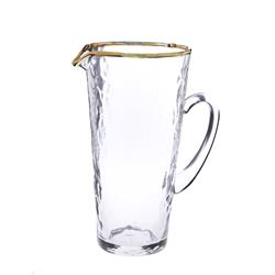 Picture of Classic Touch GJG1055 Pebble Glass Pitcher with Gold Rim Handle