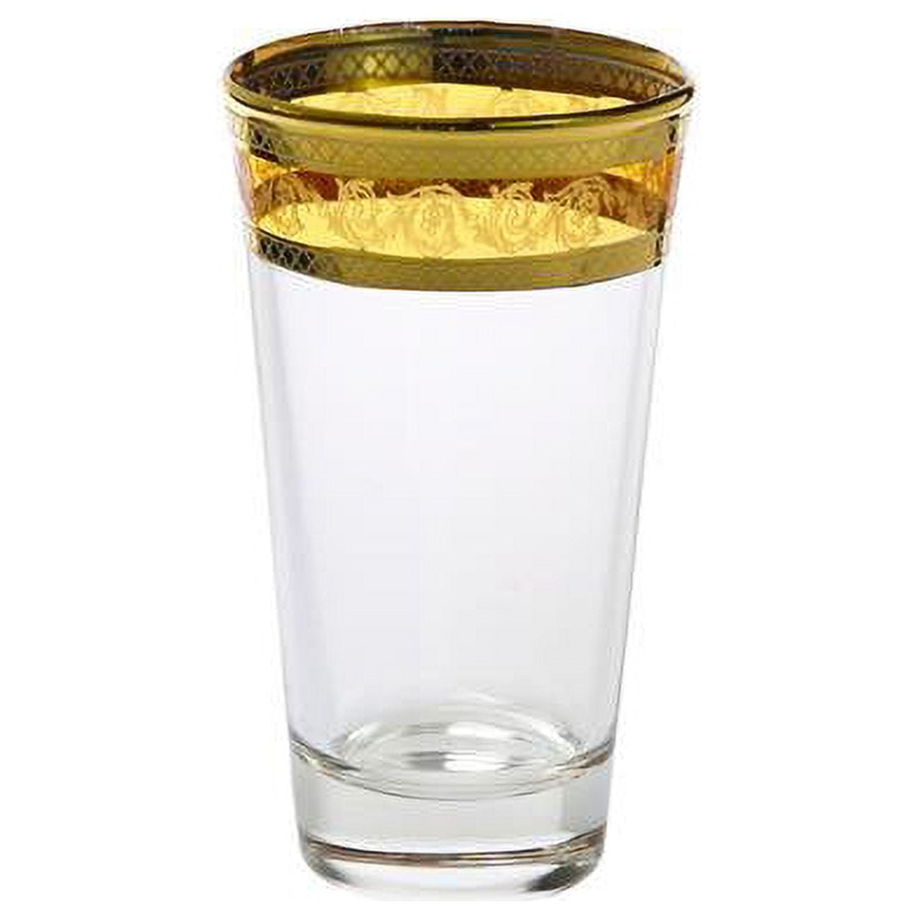 Picture of Classic Touch CHBGA643 Amber Tumblers with Gold Design&#44; Set of 6
