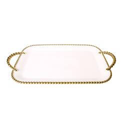 Picture of Classic Touch WPT517 Porcelain White Plates with Gold Beaded Design