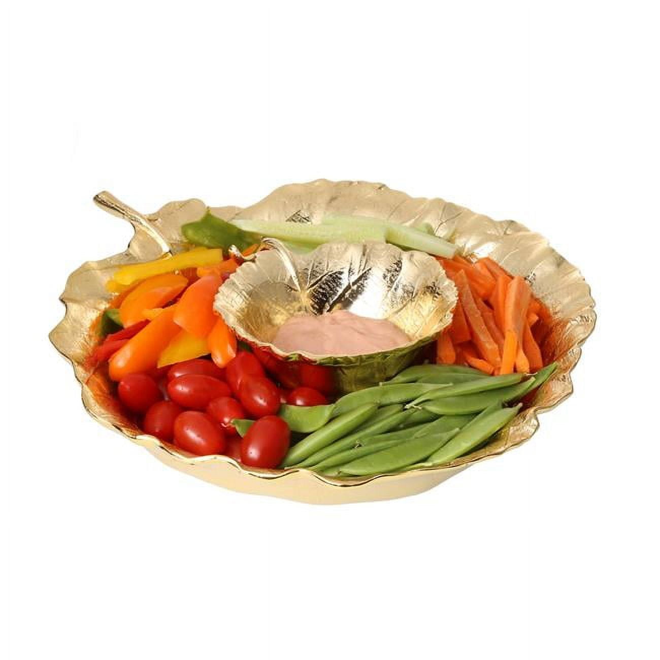 Picture of Classic Touch LE943 Gold Leaf Shaped Chip & Dip Bowl&#44; 12.25 x 14 x 2.5 in.