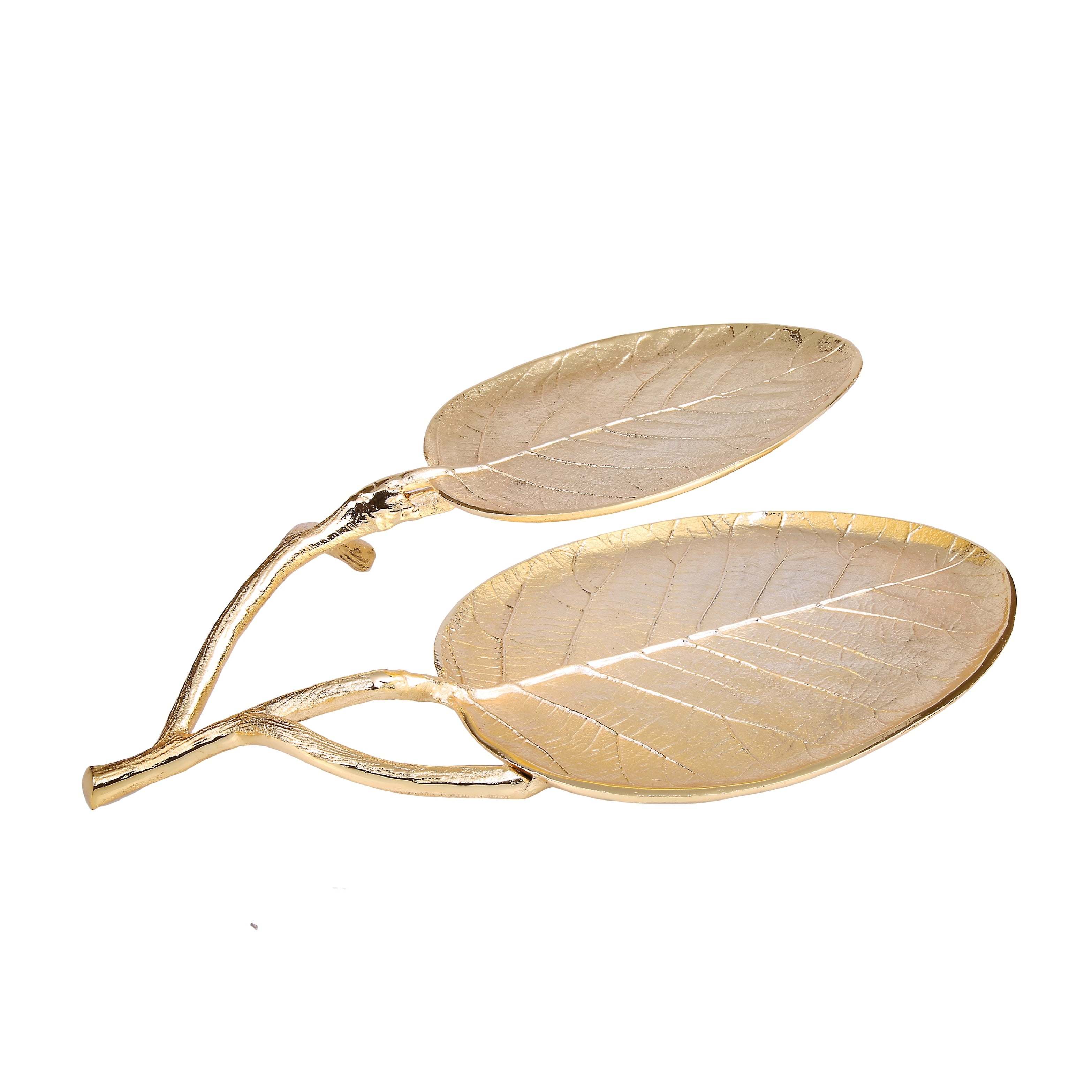 Picture of Classic Touch LE946G Gold Leaf 2 Bowl Relish Dish, 14.5 x 11.25 x 2.75 in.