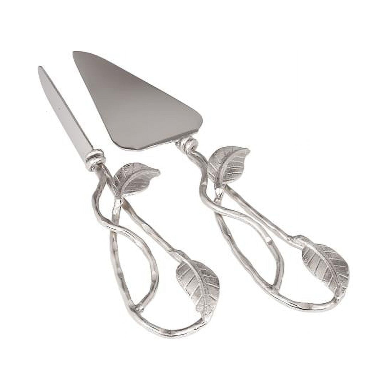 Picture of Classic Touch CSL948 13.75 in. Nickel Cake Servers with Leaf Design, Set of 2