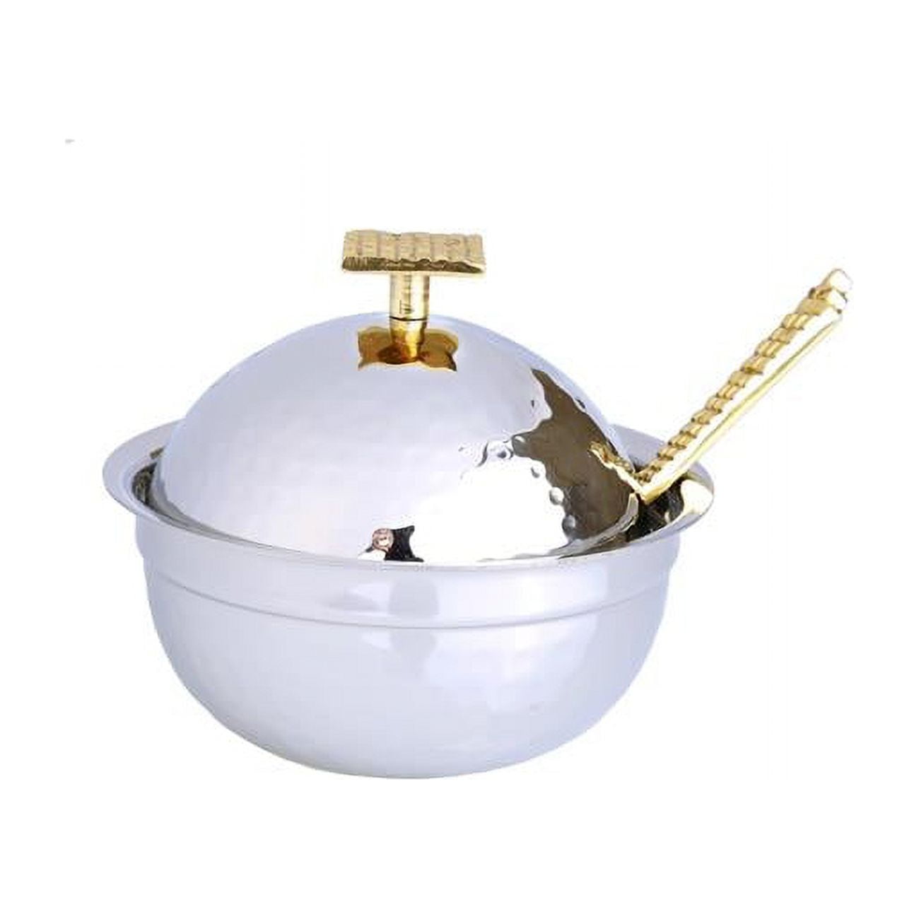 Picture of Classic Touch JHDM125 4.25 x 3 in. Stainless Steel Honey Dish with Mosaic Handle