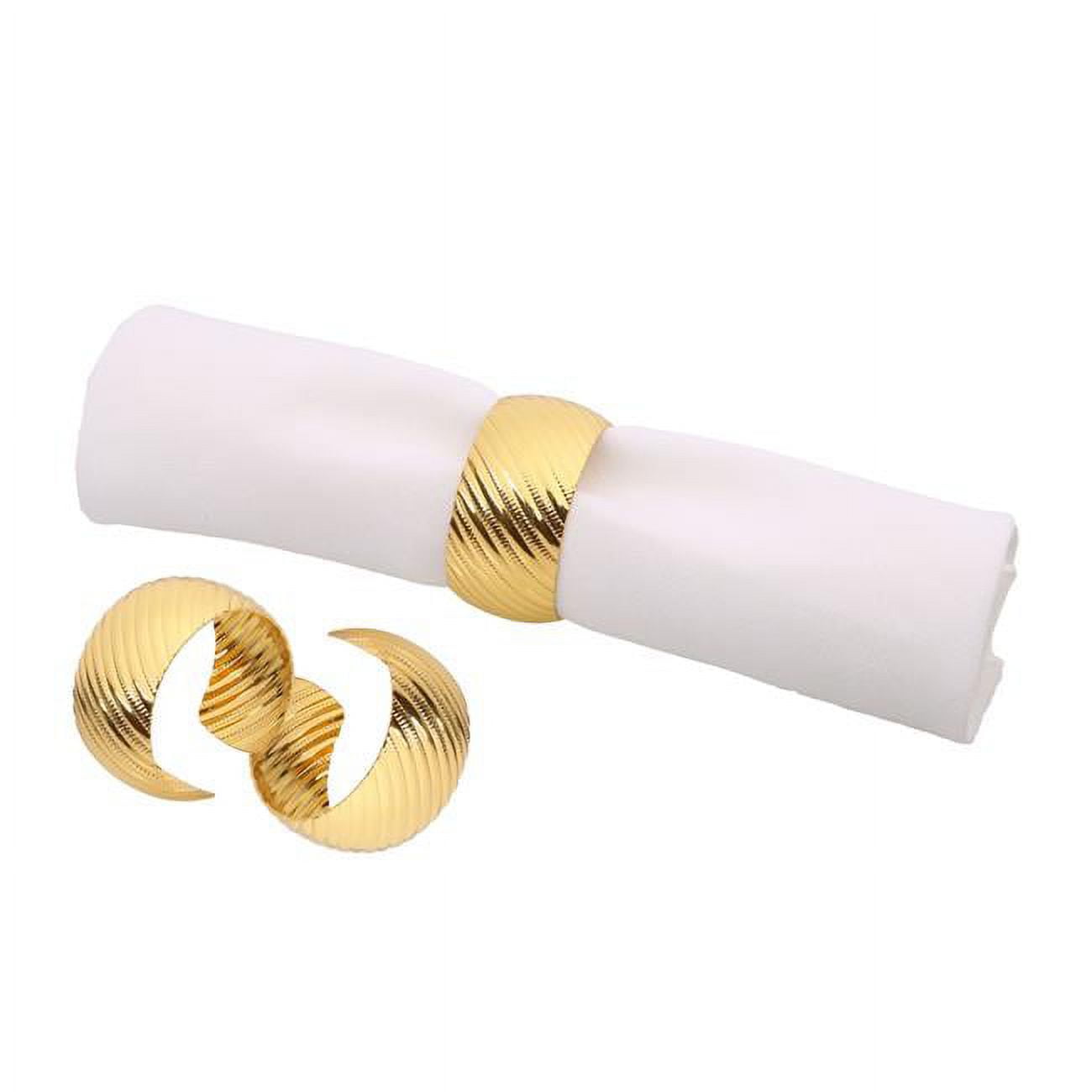Picture of Classic Touch NR758G Silver Napkin Rings Woven Design, Set of 6