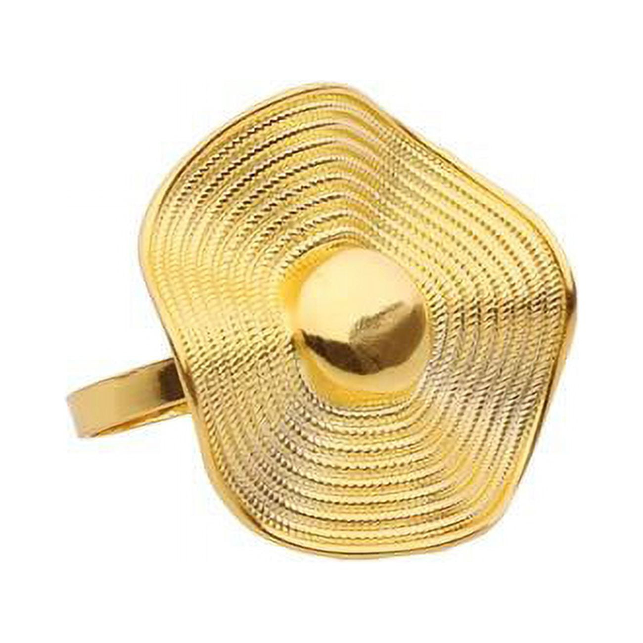 Picture of Classic Touch NR780G 2 in. Gold Button Design Napkin Rings&#44; Set of 6