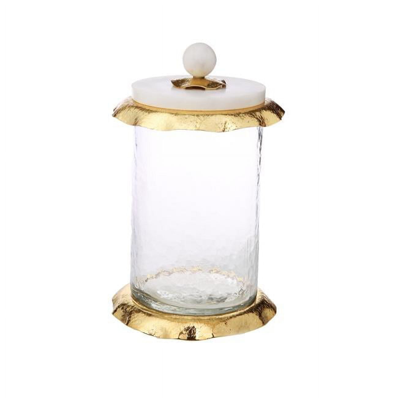 Picture of Classic Touch MGJ873 4.75 x 8.25 in. Large Glass Canister with Marble & Gold Lid
