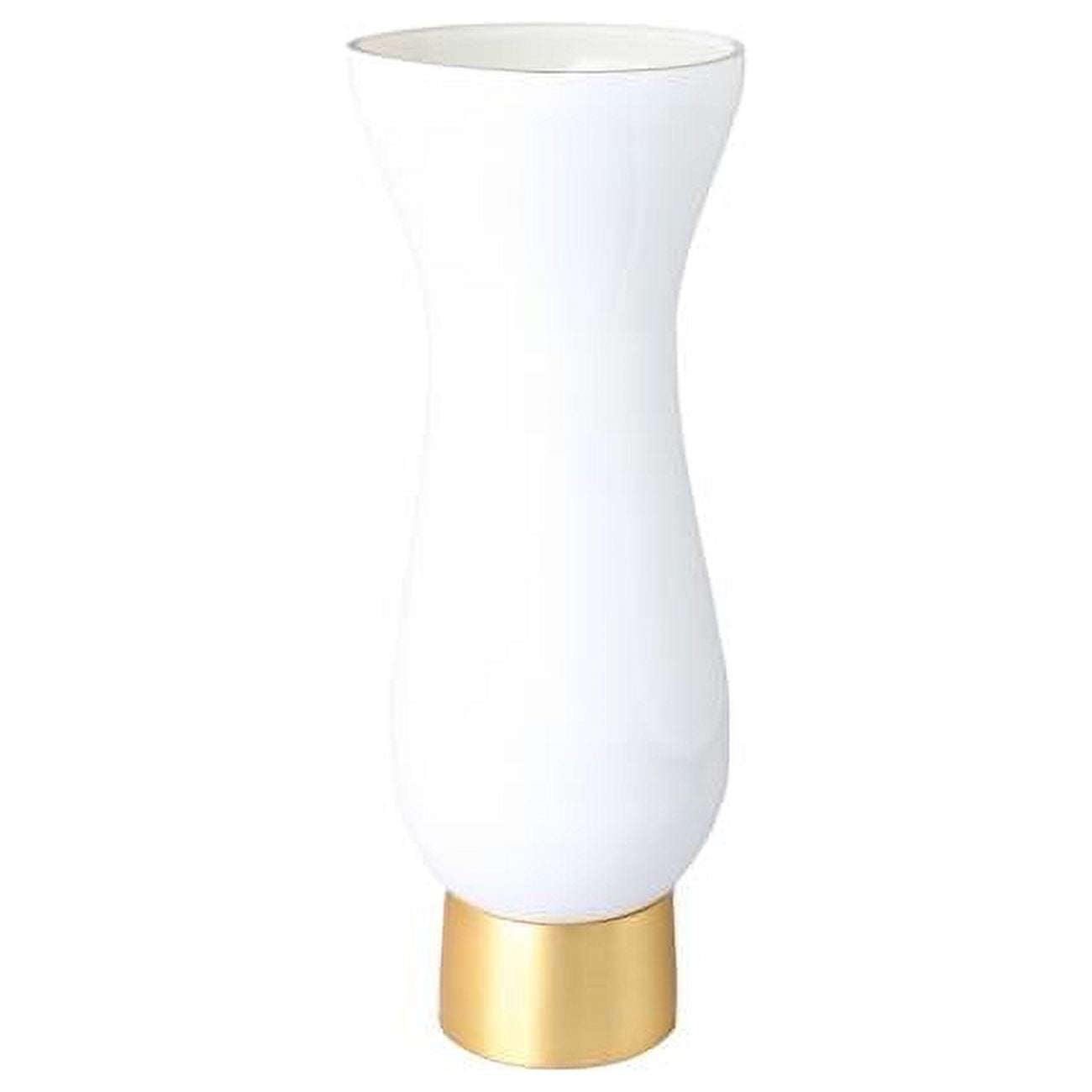 Picture of Classic Touch CRV823W Glass Vase with Gold Base, White