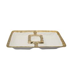 Picture of Classic Touch WPD571 Porcelain Chip & Dip Bowl with Gold Border&#44; White
