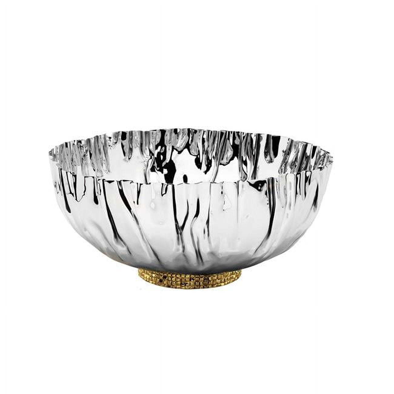 Picture of Classic Touch TMB2017 Stainless Steel Crumpled Bowl with Gold Mosaic Base
