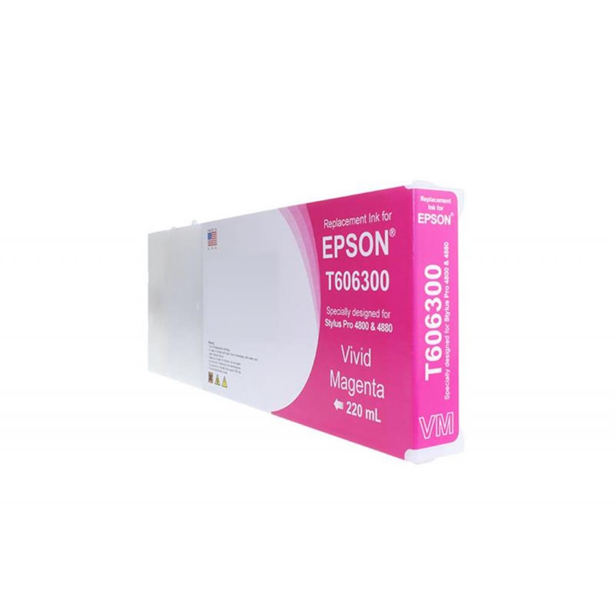 WE606VM Non-OEM New High Yield Vivid Magenta Wide Format Ink Cartridge for T606300 -  WF