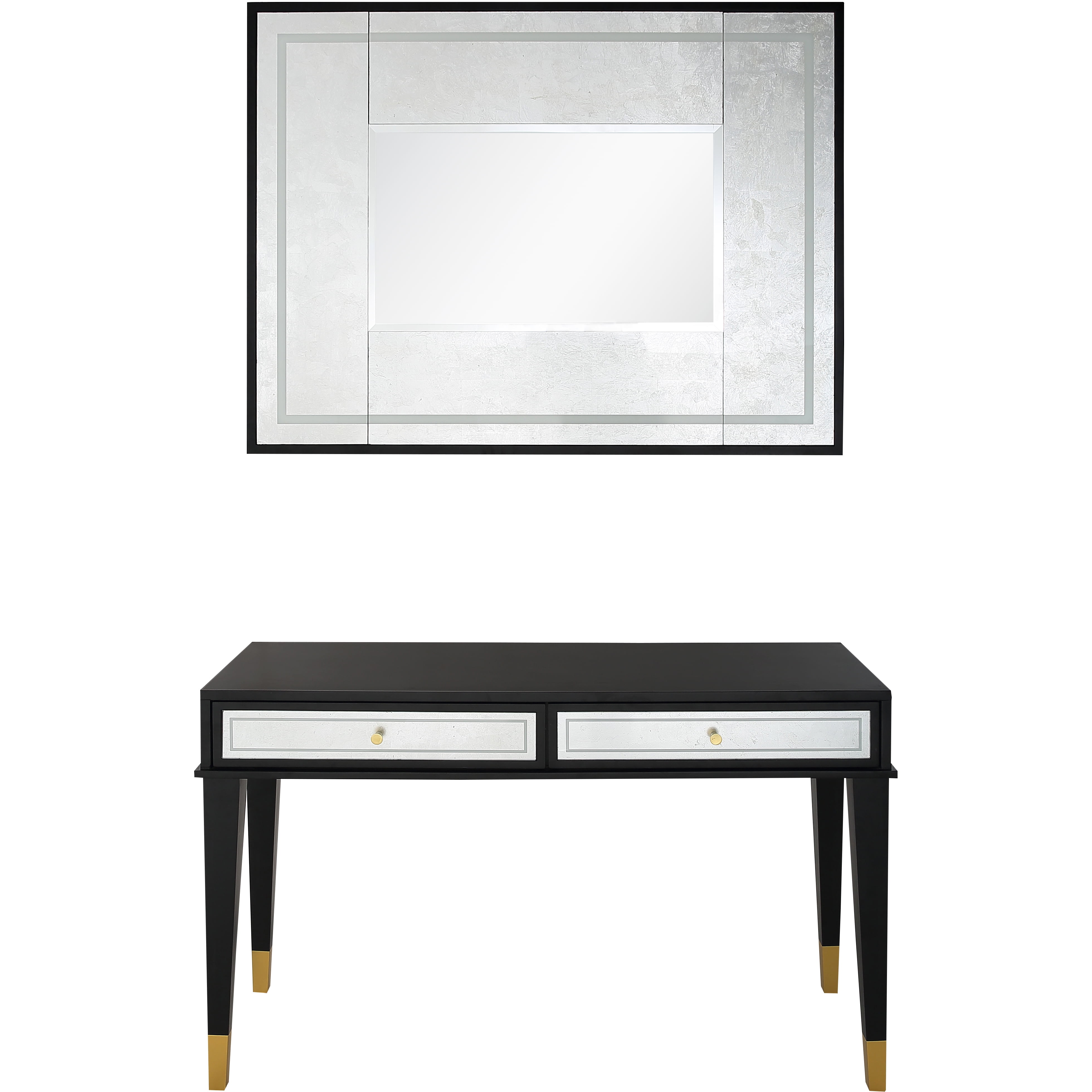 Picture of Camden Isle 86633 15.7 x 47.2 x 29.5 in. Makalu Wall Mirror & Console Table Set&#44; Black