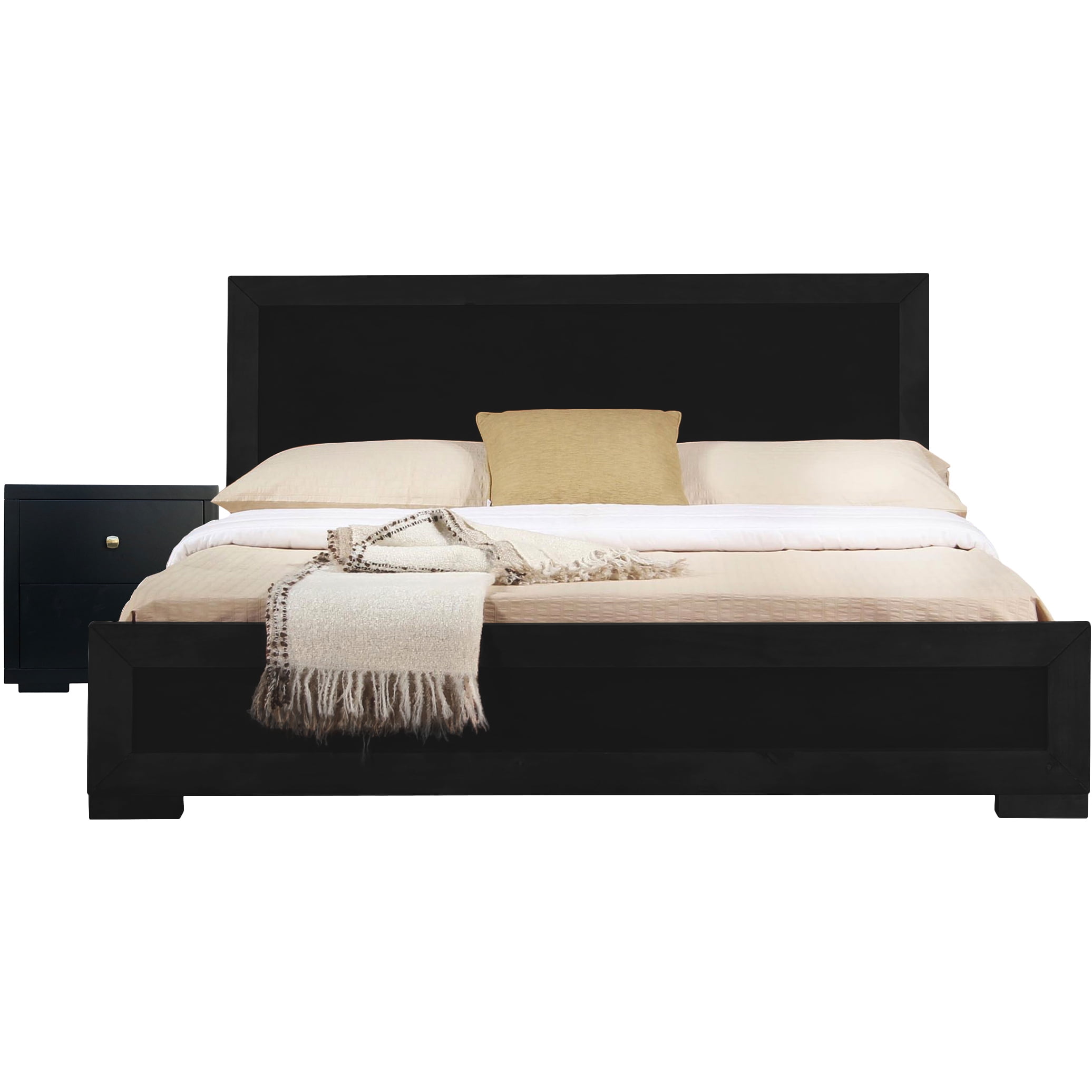 Picture of Camden Isle 312130 Trent Wooden Platform Bed in Black, Twin with 1 Nightstand