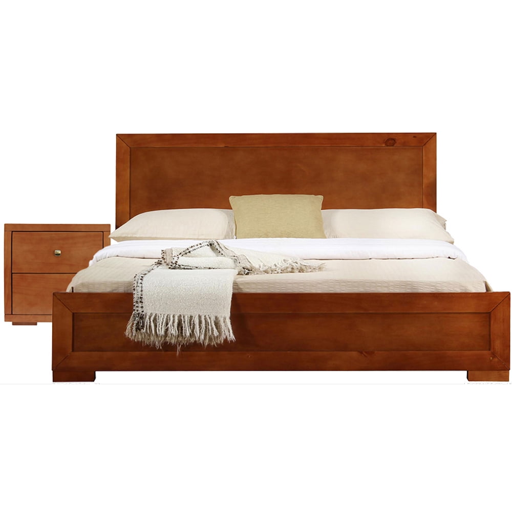 Picture of Camden Isle 312730 Trent Wooden Platform Bed in Cherry&#44; Twin with 1 Nightstand