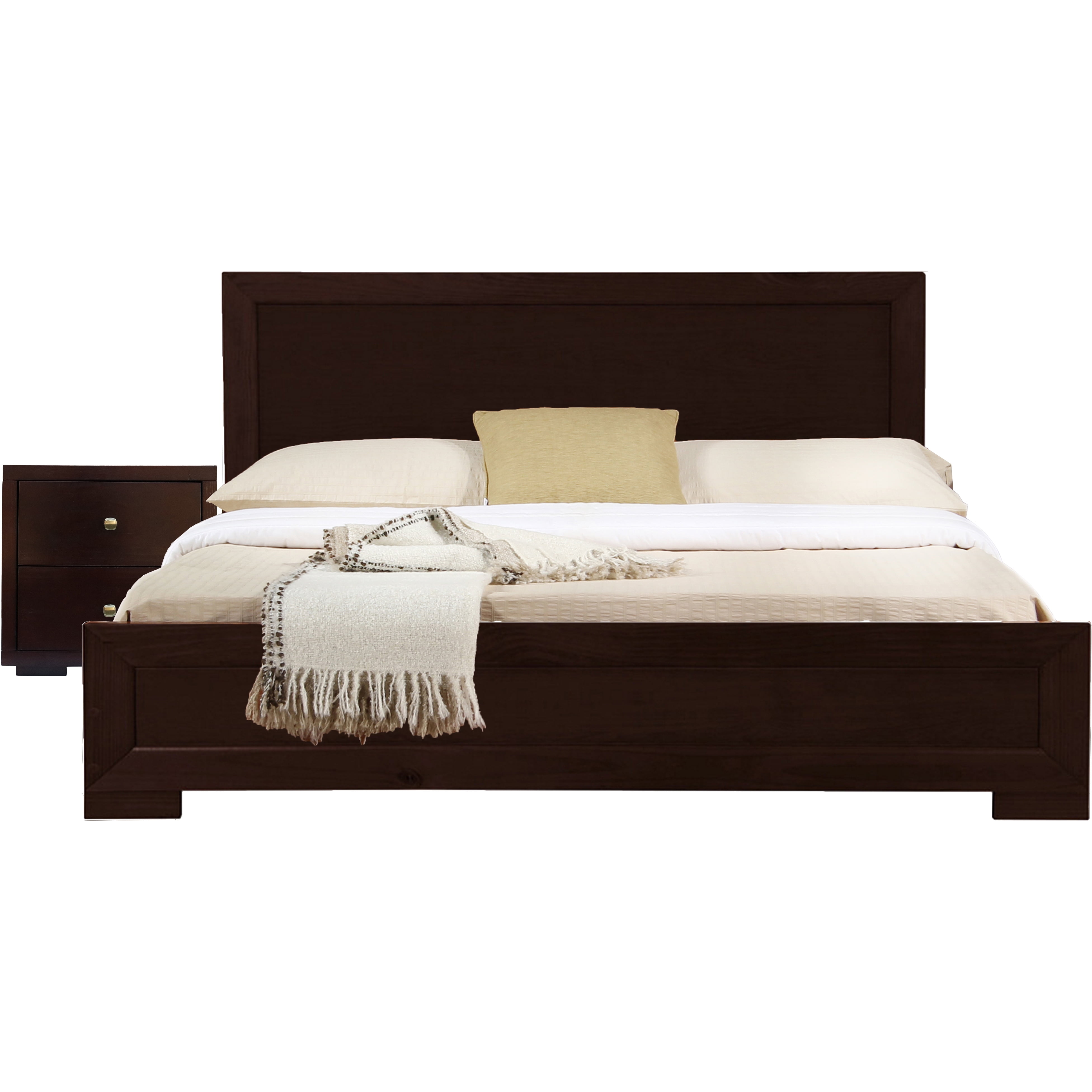 Picture of Camden Isle 313030 Trent Wooden Platform Bed in Espresso&#44; Twin with 1 Nightstand
