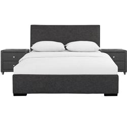 Hindes Upholstered Platform Bed, Gray, Queen with 2 Nightstands -  Templeton, TE3360362