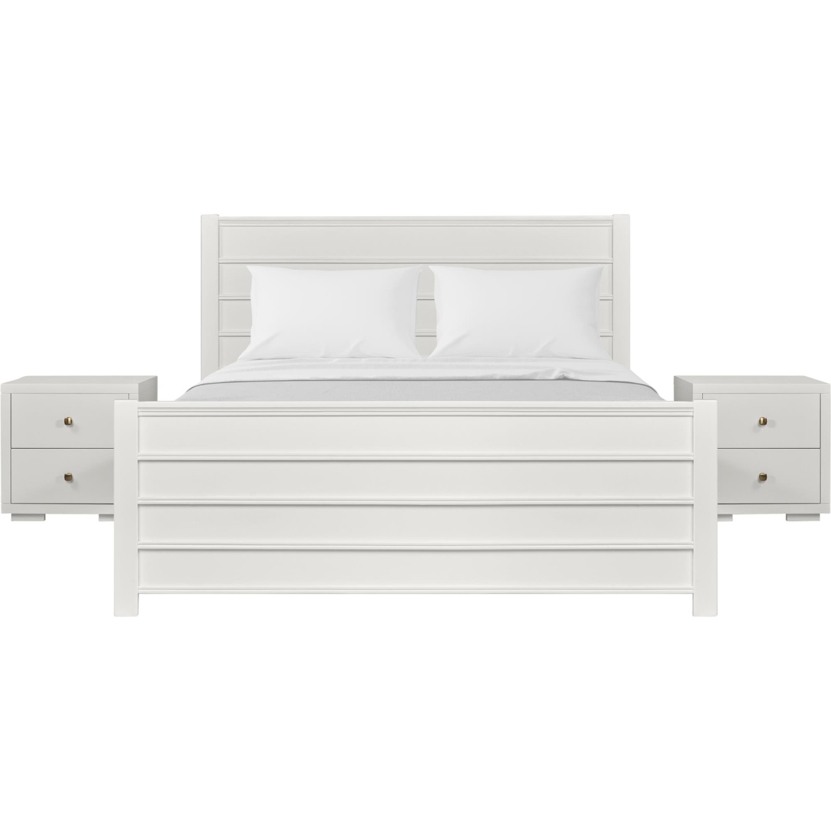 Picture of Camden Isle 316433 Caroline Wooden Platform Bed in White&#44; King with 2 Nightstands
