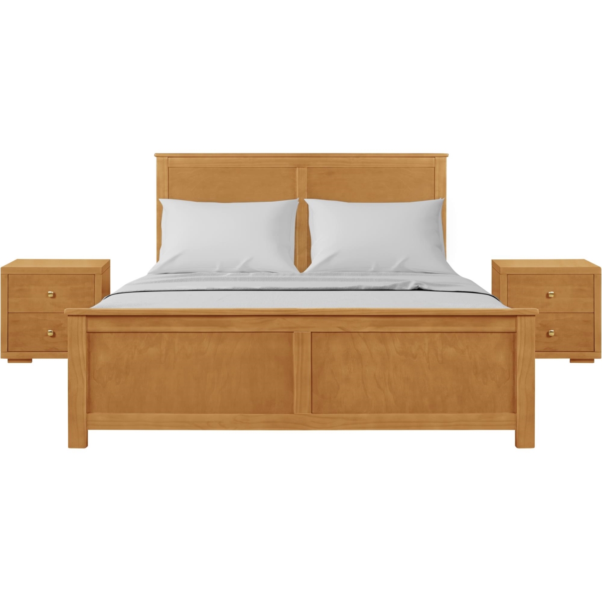 317632 Winston Wooden Platform Bed in Oak, Queen with 2 Nightstands -  Camden Isle