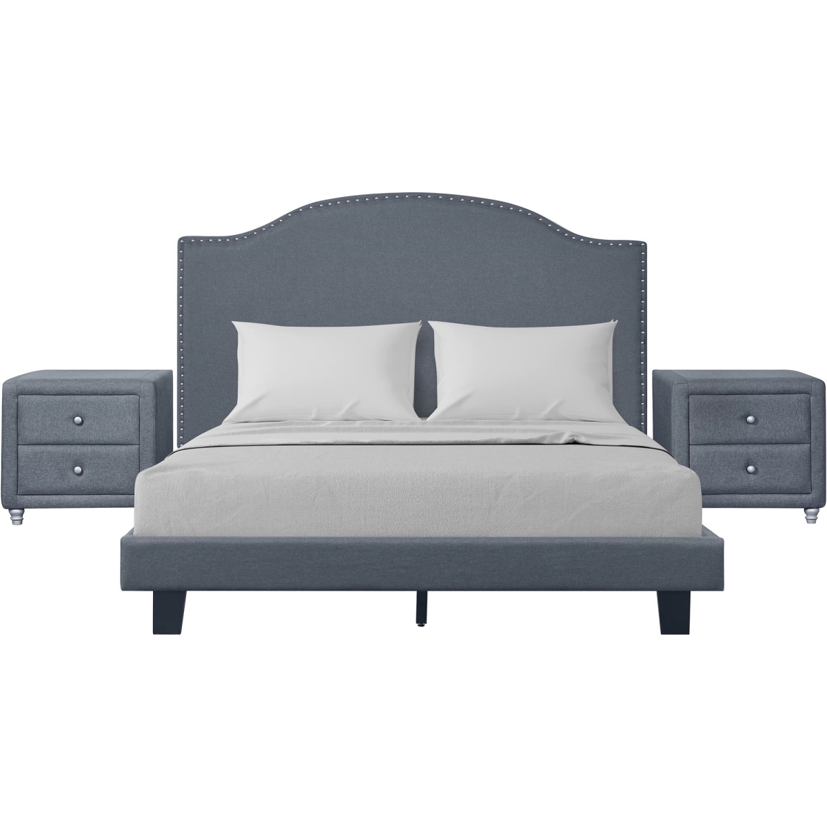 Madison Platform Bed, Gray, Queen with 2 Nightstands -  Templeton, TE4329136