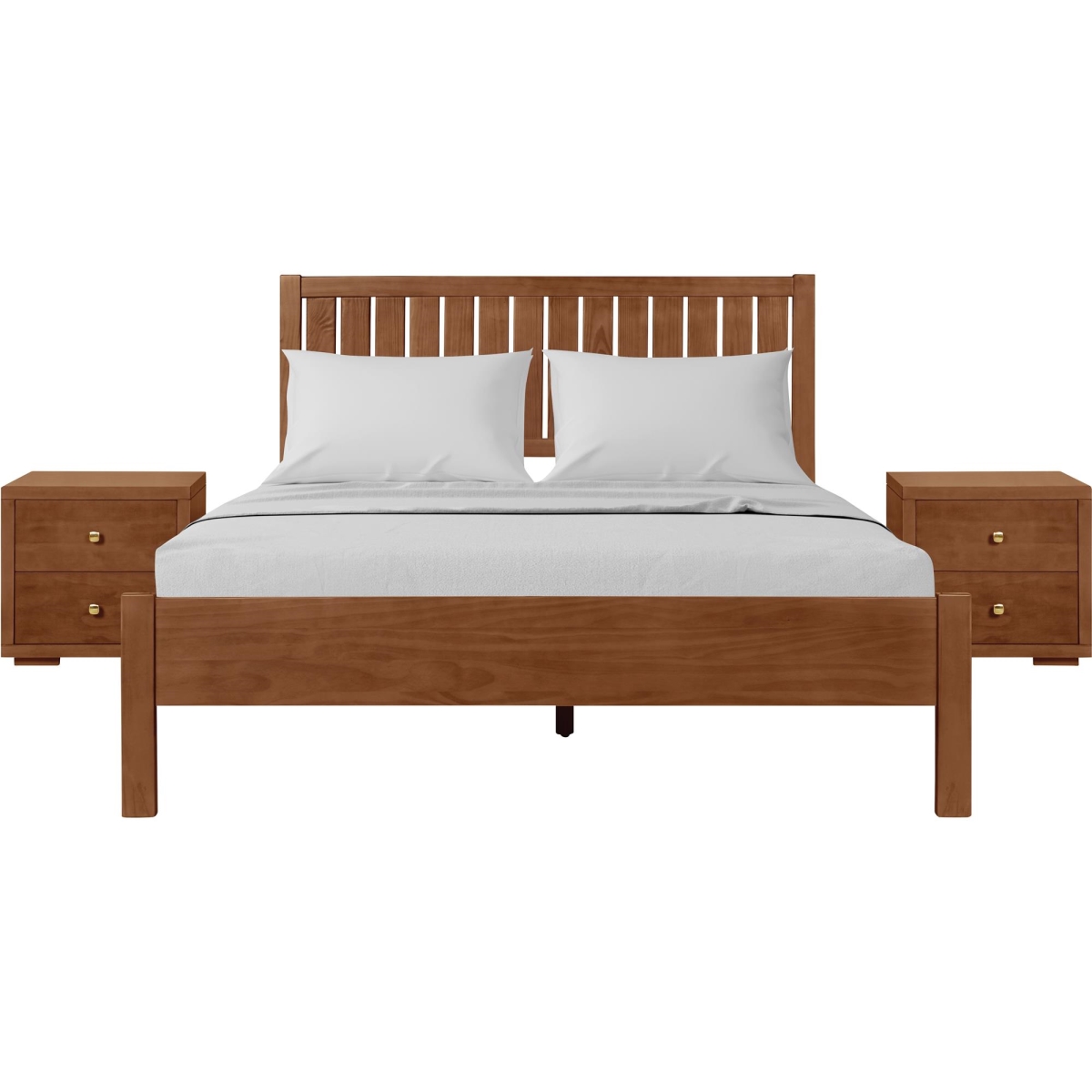 Picture of Camden Isle 314533 Graham Wooden Platform Bed in Walnut&#44; King with 2 Nightstands