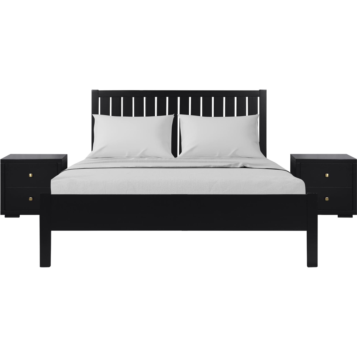 Picture of Camden Isle 314133 Graham Wooden Platform Bed in Black&#44; King with 2 Nightstands
