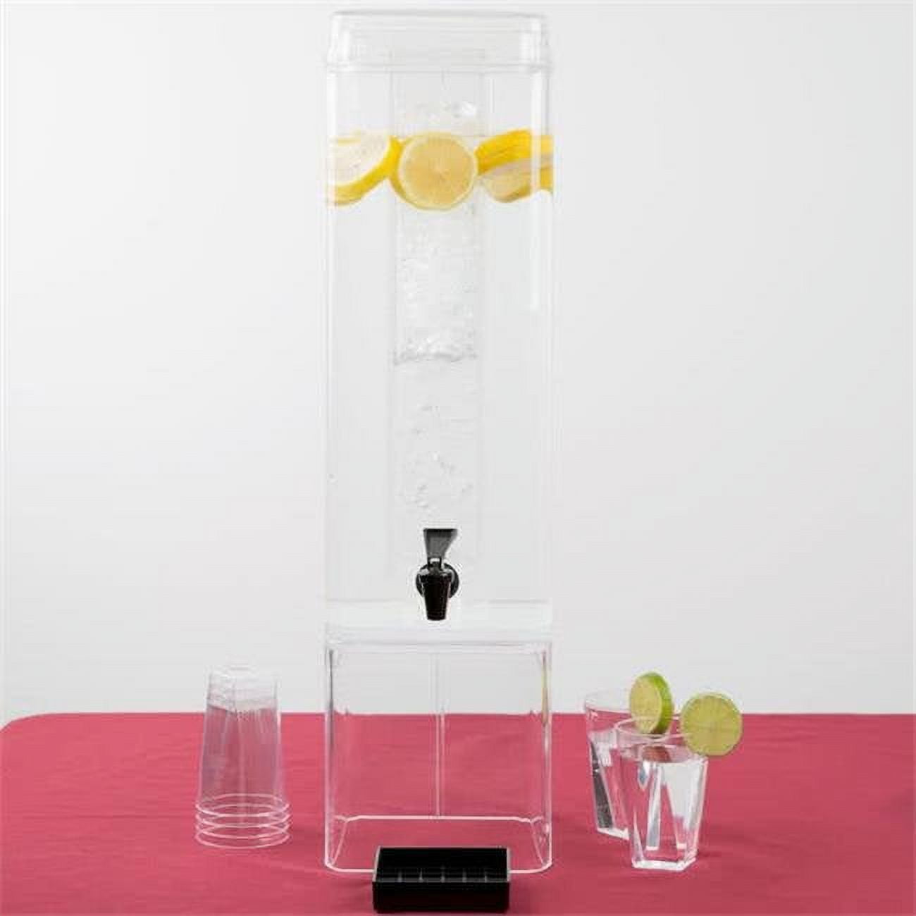 Picture of Cal Mil 1112-3AH 3 gal Classic Acrylic Beverage Dispenser with Ice Chamber & Side Handles - Clear
