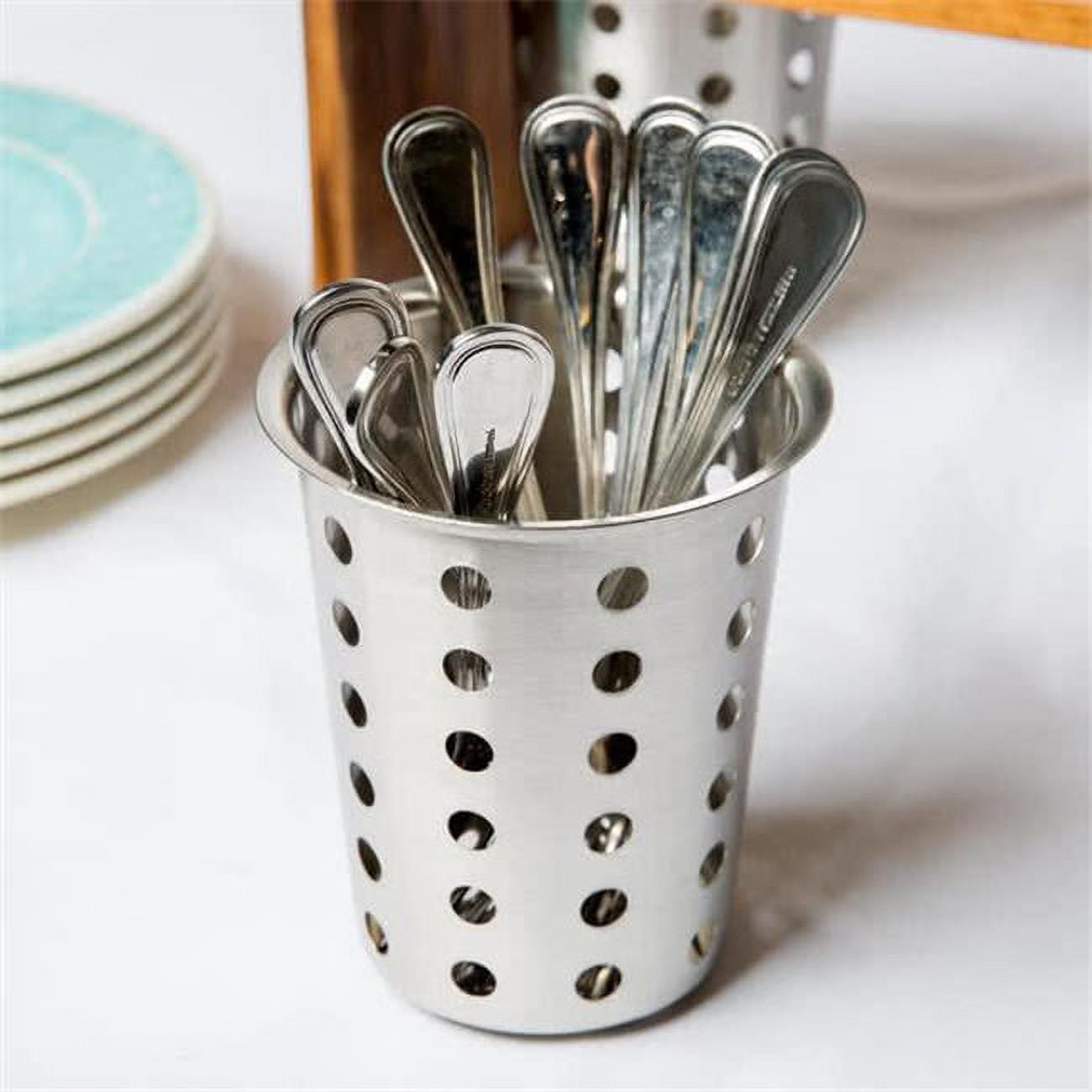 Picture of Cal Mil 1017-39 Stainless Steel Utensil Cylinder - Silver