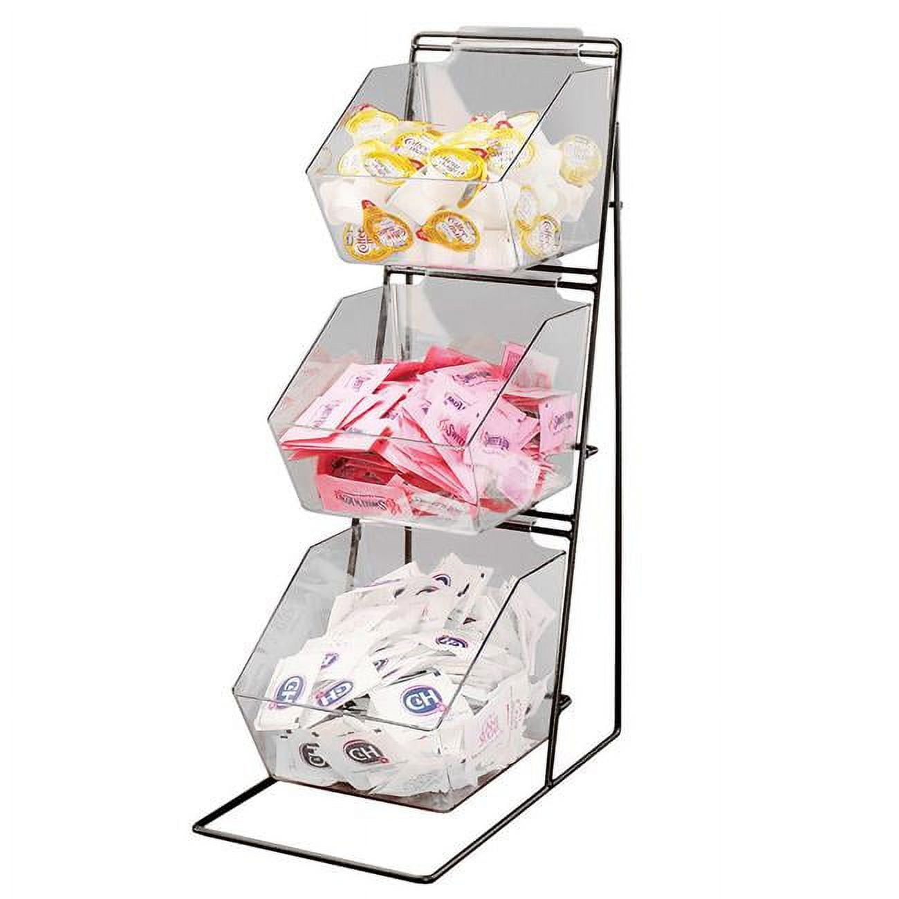 Picture of Cal Mil 1709 Iron Black 3-Tier Condiment Display with Clear Bins - 6.5 x 12 x 20.5 in.
