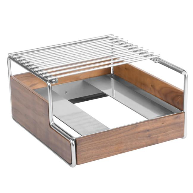 Picture of Cal Mil 3712-49 Mid-Century Walnut Butane Range Frame with Chrome Accents - 14.25 x 12.75 x 7.25 in.