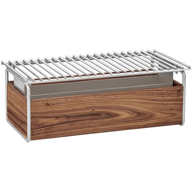 Picture of Cal Mil 3722-49 Mid-Century Chafer Alternative with Wind Guard & Walnut & Chrome Frame - 22 x 12 x 7.5 in.