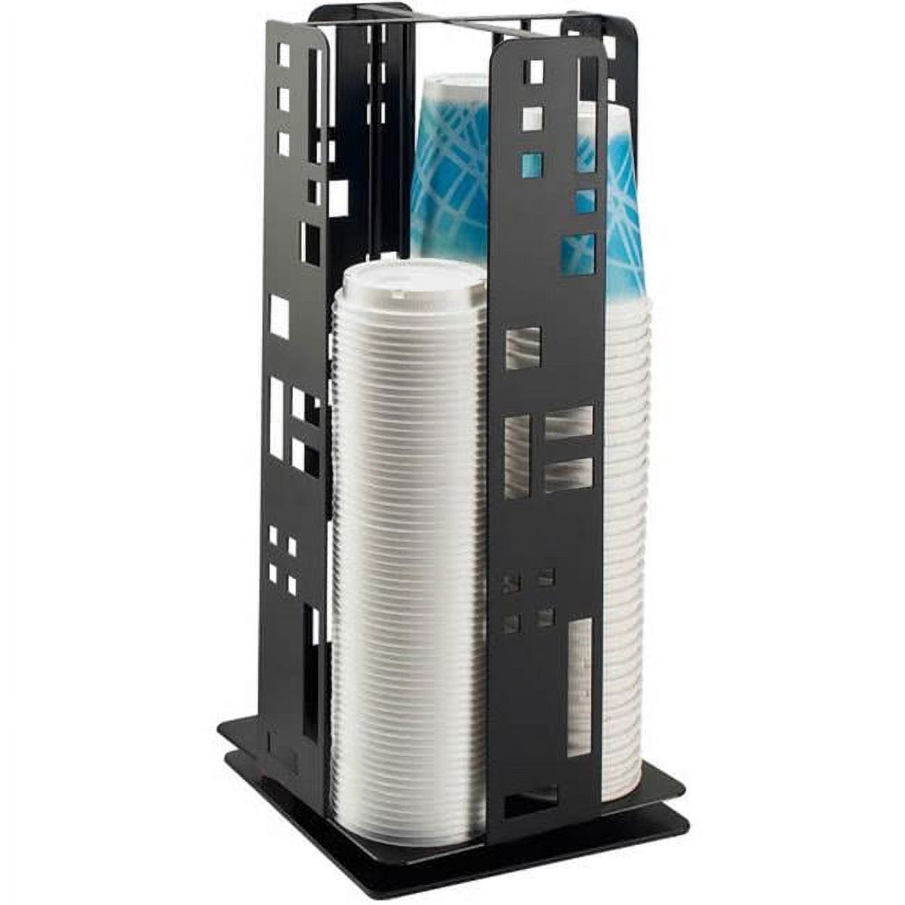 Picture of Cal Mil 1615-13 Black Steel Squared Revolving Cup & Lid Dispenser - 8.125 x 8.125 x 18.125 in.