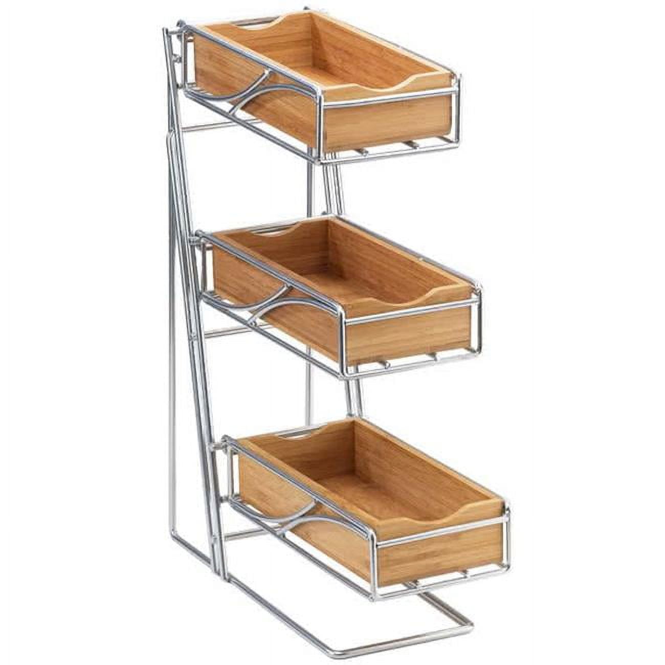 Picture of Cal Mil 1235-39-60 Platinum Three Tier Flatware Display with Bamboo Bins - 5.25 x 14 x 18 in.