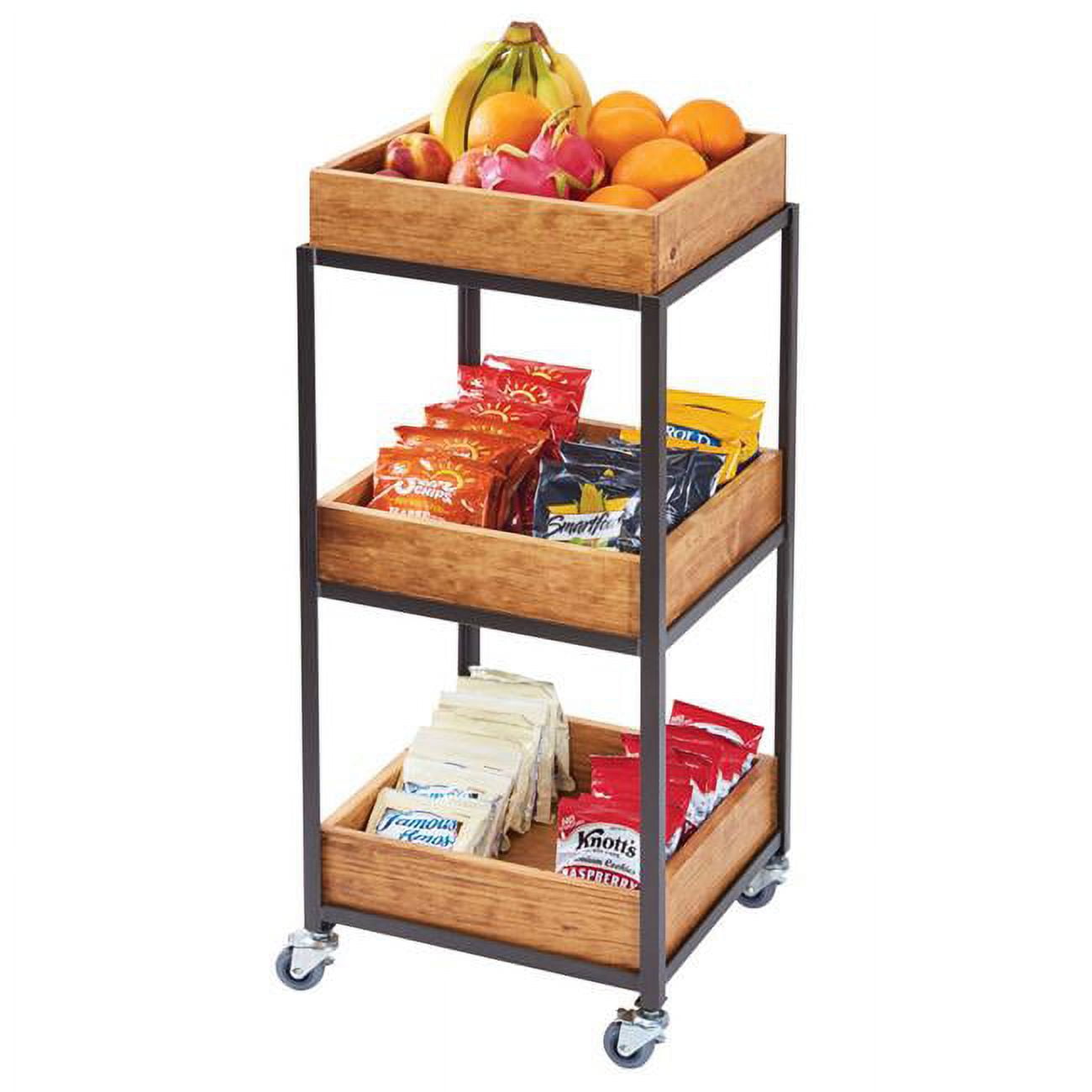 Picture of Cal Mil 3921-84 Sierra Bronze Metal & Reclaimed Wood 3-Tier Merchandiser Cart with Removable Bins - 14.75 x 14.75 x 35 in.