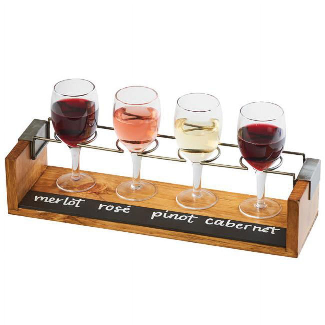 Picture of Cal Mil 22010-99 4-Hole Wine Glass Taster Flight with Chalkboard Front - 13.5 x 4 x 3 in.