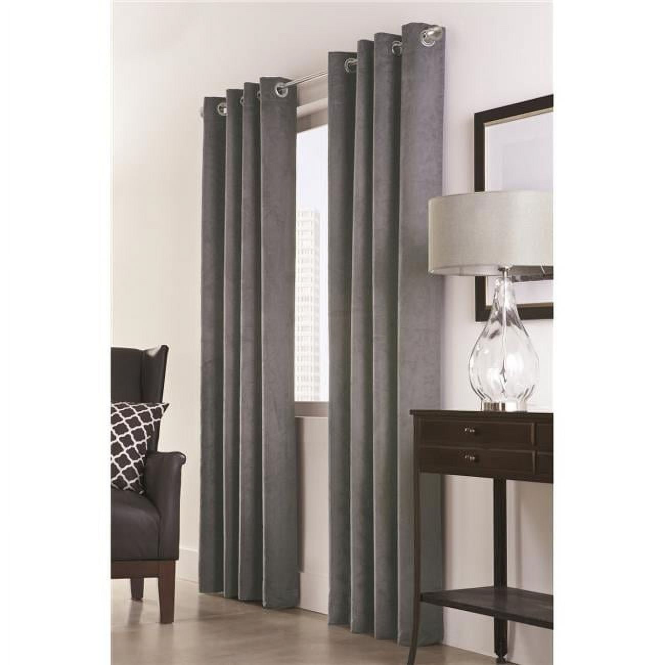 54 x 95 in. Navar Grommet Curtain Panel Window Dressing, Dark Grey