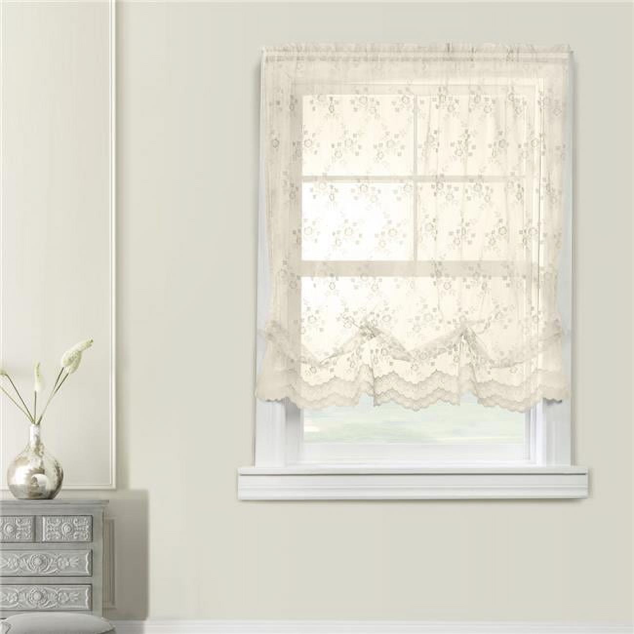 56 x 63 in. Mona Lisa Rod Pocket Curtain Balloon Window Dressing, Eggshell
