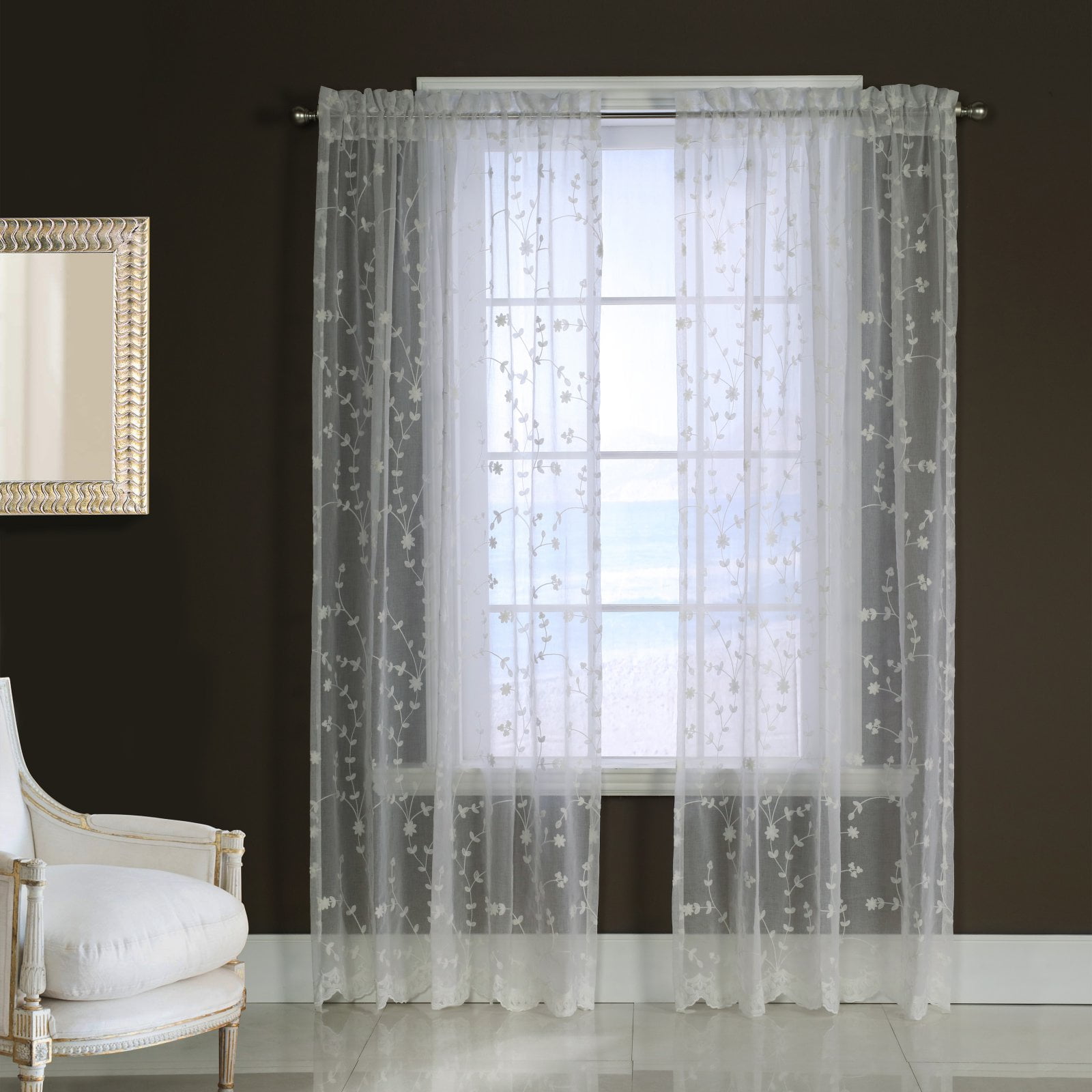 52 x 63 in. Grandeur Pole Top Curtain Panel Window Dressing, White