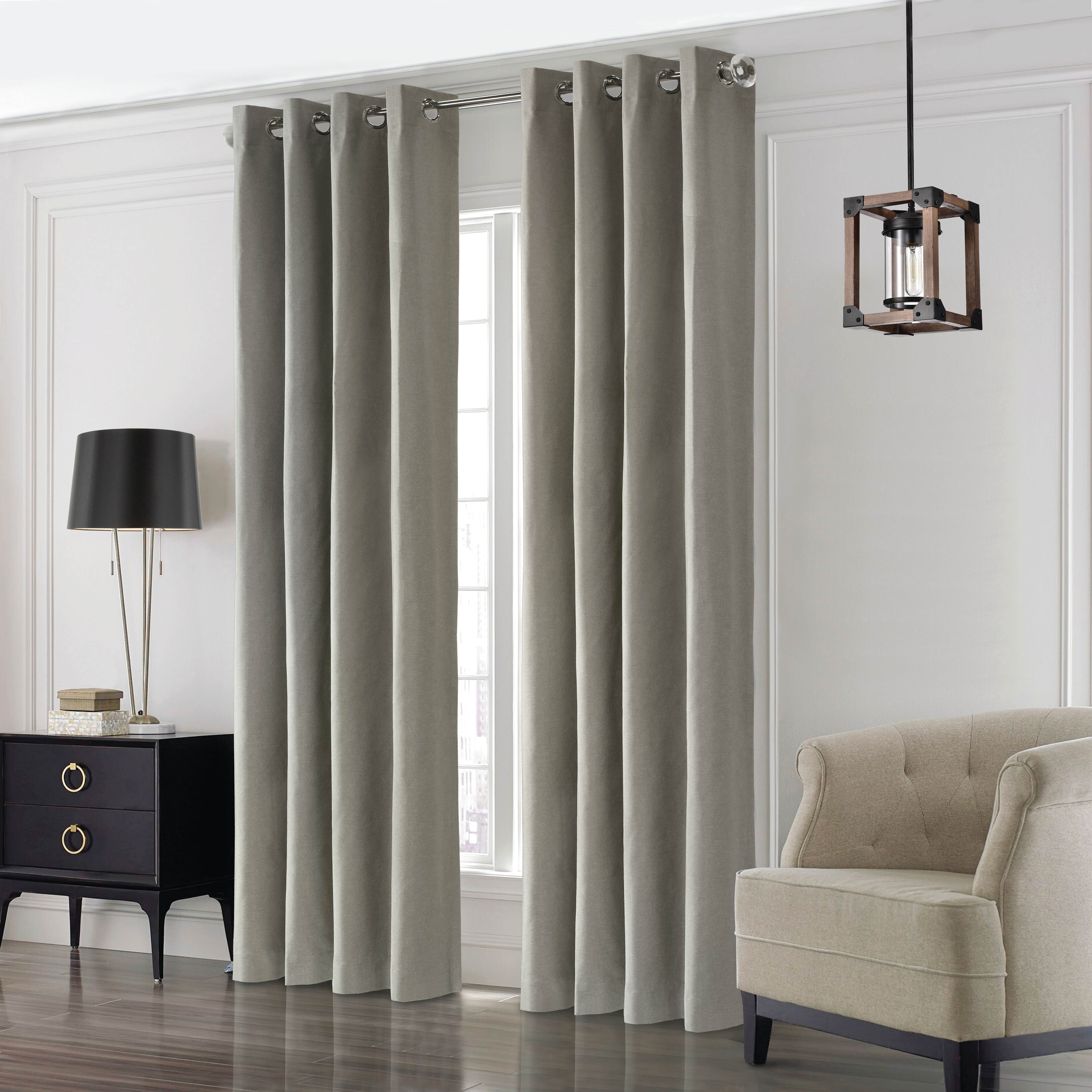 52 x 84 in. Edison Grommet Curtain Panel Window Dressing, Light Grey