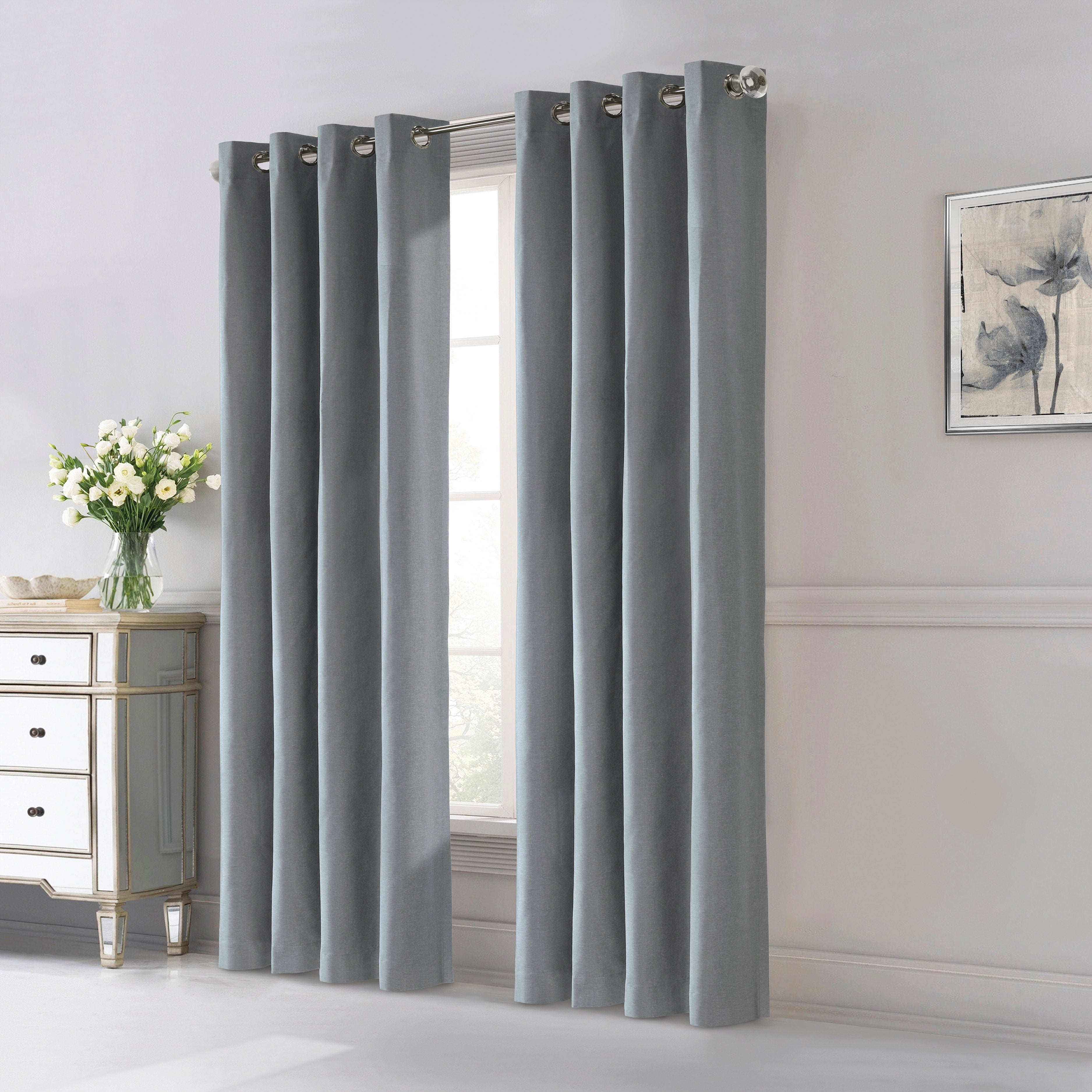 52 x 84 in. Edison Grommet Curtain Panel Window Dressing, Blue