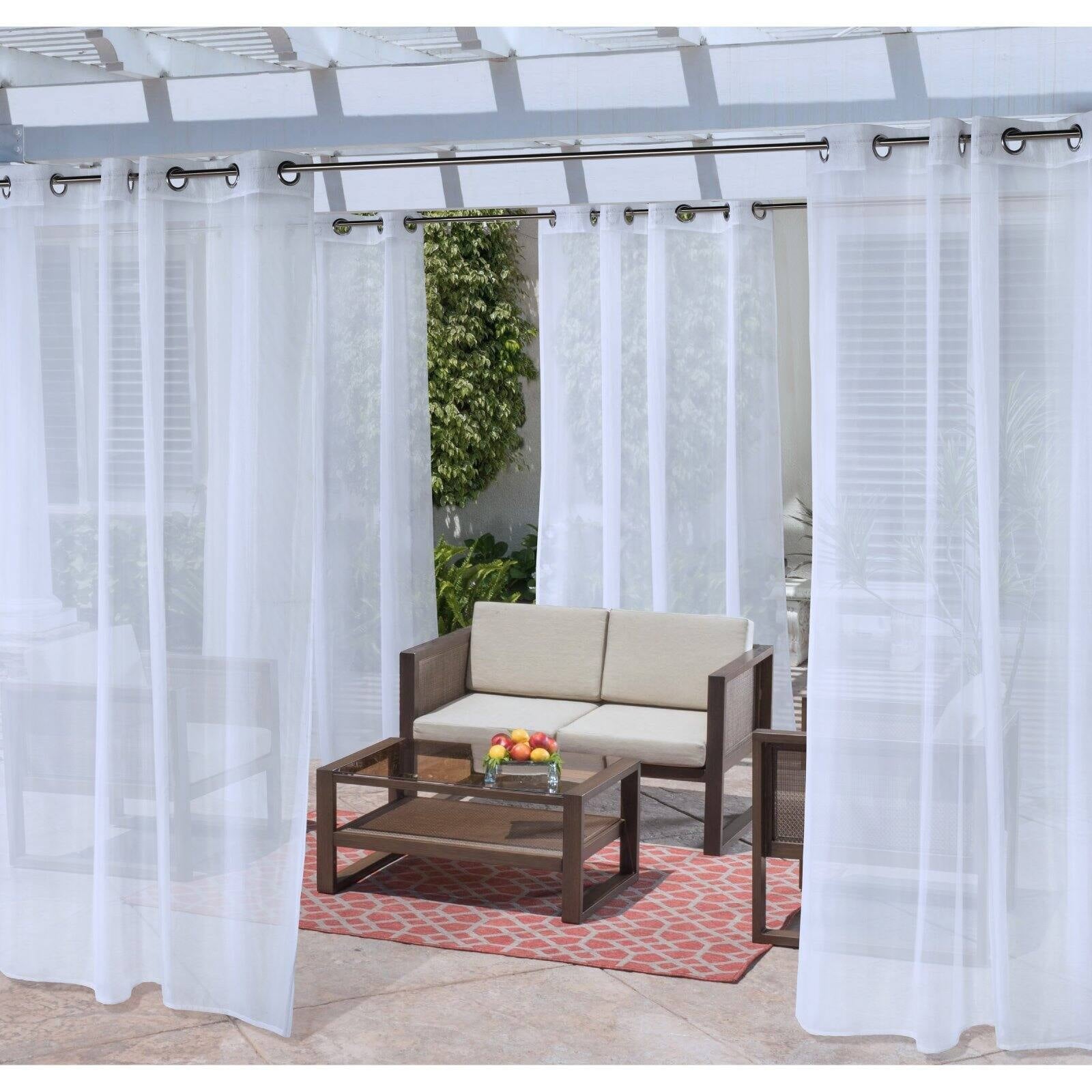 50 x 108 in. No Seem Sheer Grommet Outdoor Curtain Panel, White