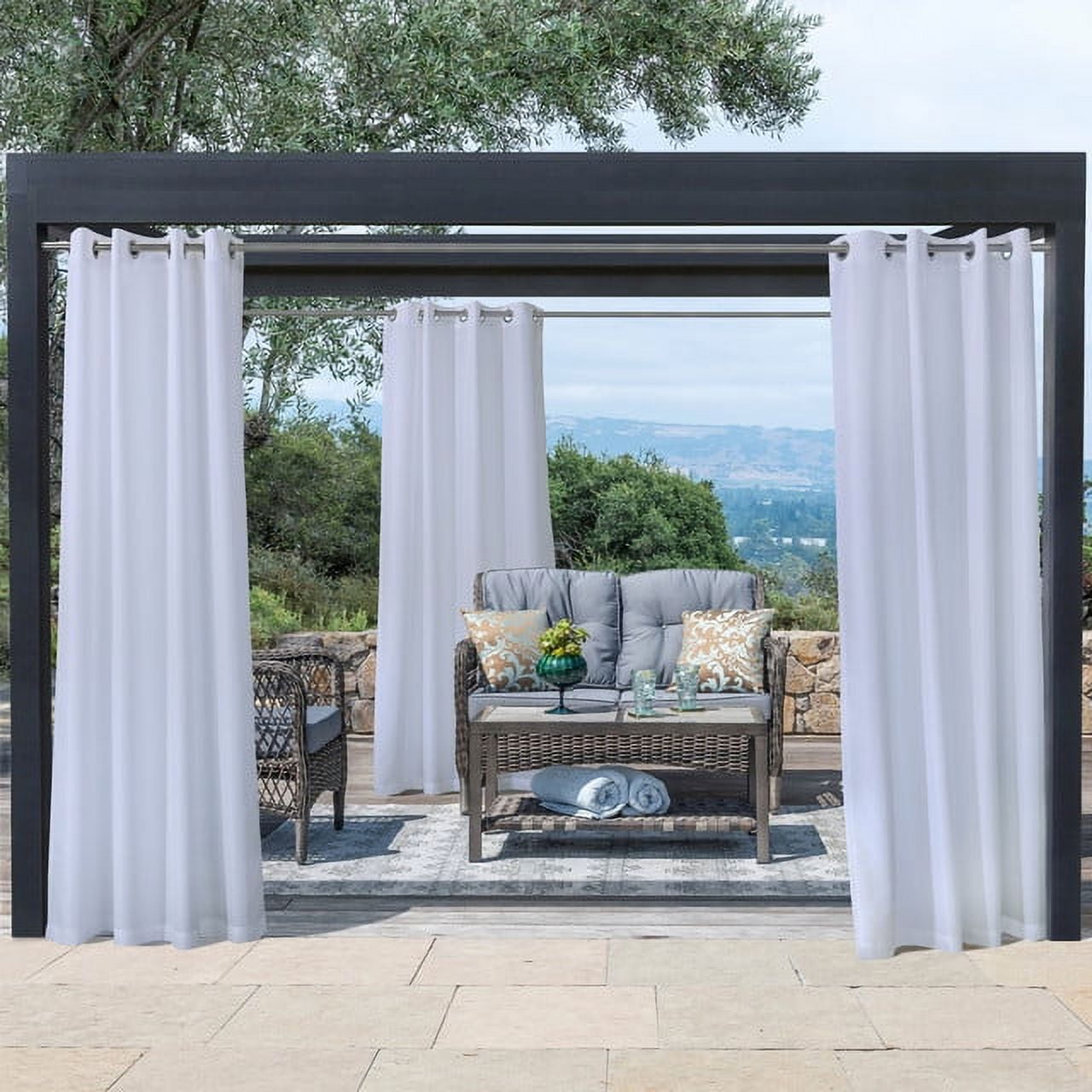 50 x 84 in. Seascapes Light Filtering Grommet Outdoor Panel, White